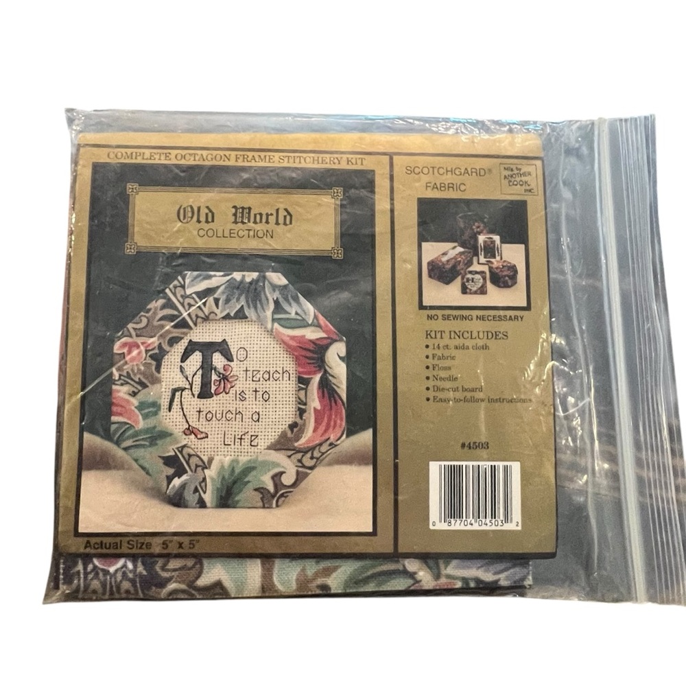 Vintage Cross Stitch Frame Kit Teacher Gift 5x5‎ Partially Started